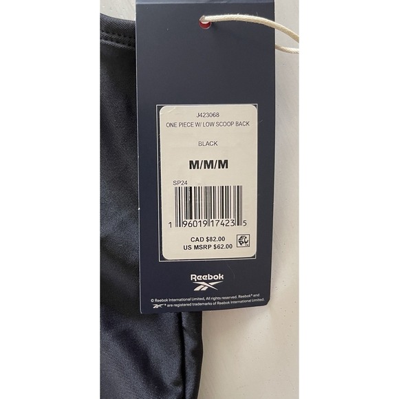 Reebok Women's Scoop-Neck Athletic One-Piece Swimsuit Black Size M NWT $62 - Picture 3 of 4